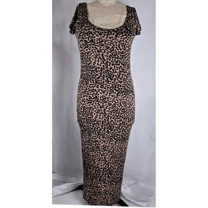 Billabong Maxi Dress Bodycon Leopard‎ Print Casual Fitted Dress Med Beach Baddie